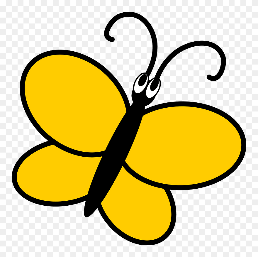 Yellow Cartoon Butterfly Clipart - Png Download