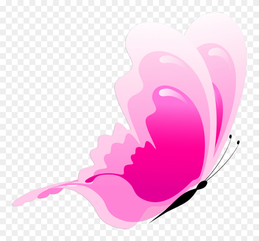 Transparent 737 Clipart - Pink Cartoon Butterfly - Png Download