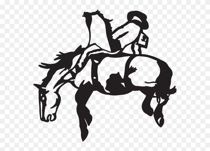 Bronc Riding Mustang Bucking Decal Sticker - Black And White Decal Stickers Bucking Horses Clipart