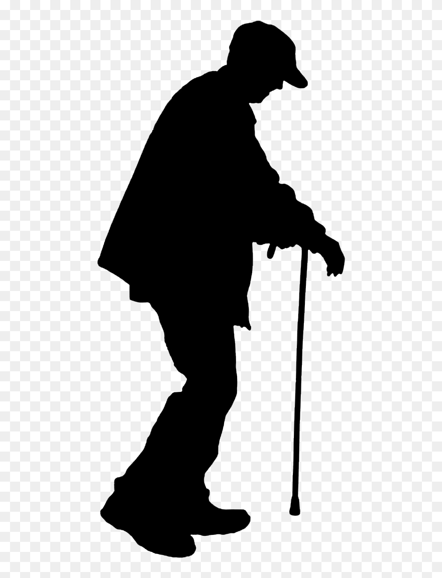 Old Age Silhouette Illustration - Old Man Silhouette Png Clipart