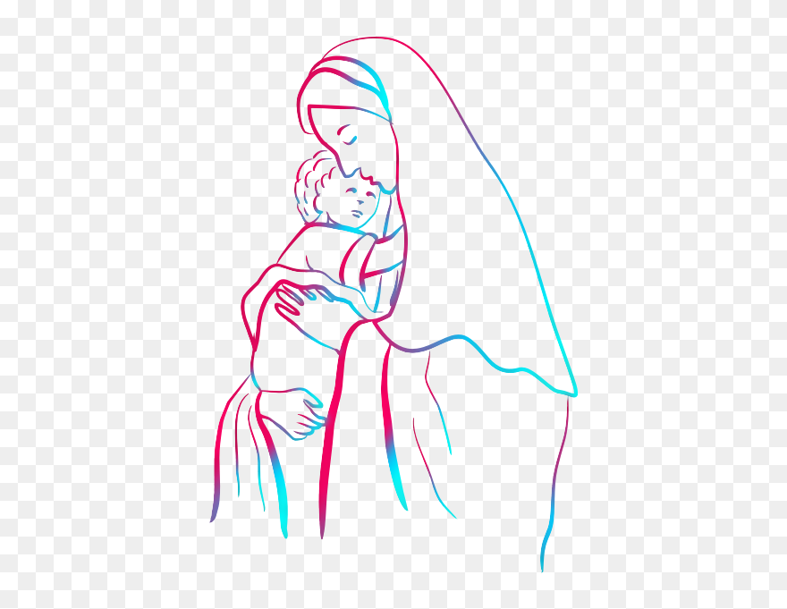 Mary With Jesus - Drawing Mary Jesus Mother Clipart