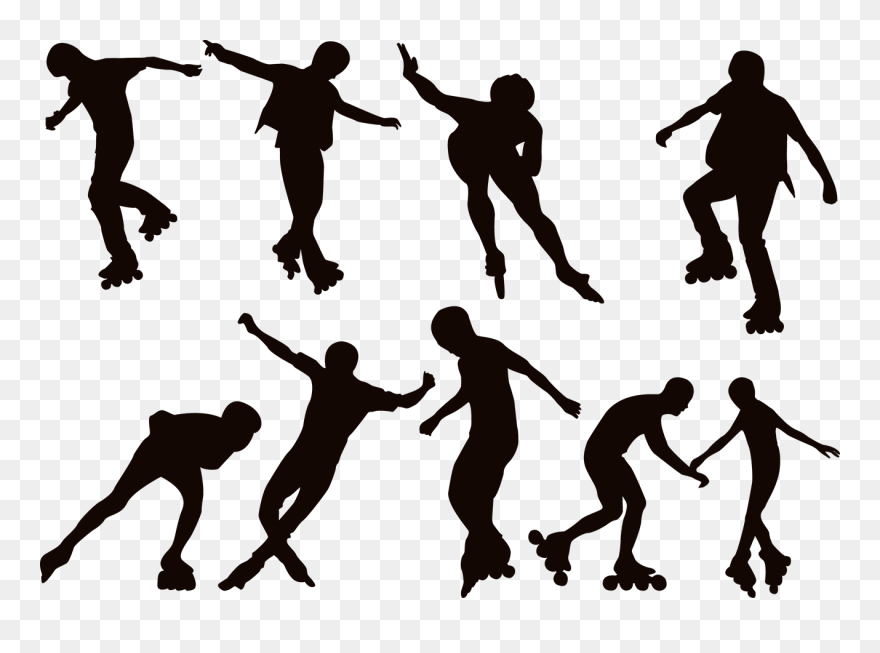 Roller Skating Ice Skating Silhouette - Roller Skater Silhouette Clipart