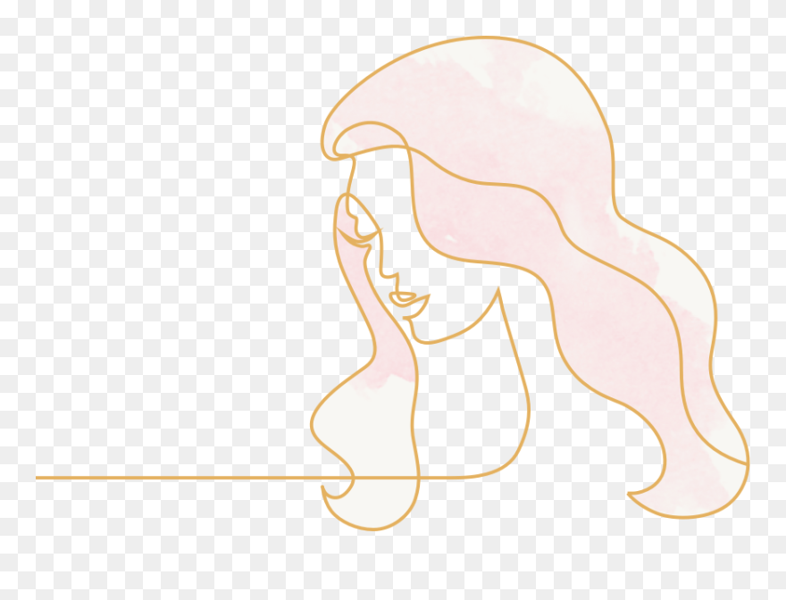 Line Drawing In Gold Of Woman"s Head And Face - Illustration Clipart