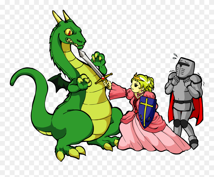 Princess Slaying A Dragon Clipart