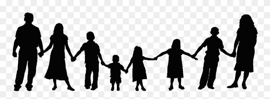 Shadow Clipart Family - Family Holding Hands Silhouette - Png Download