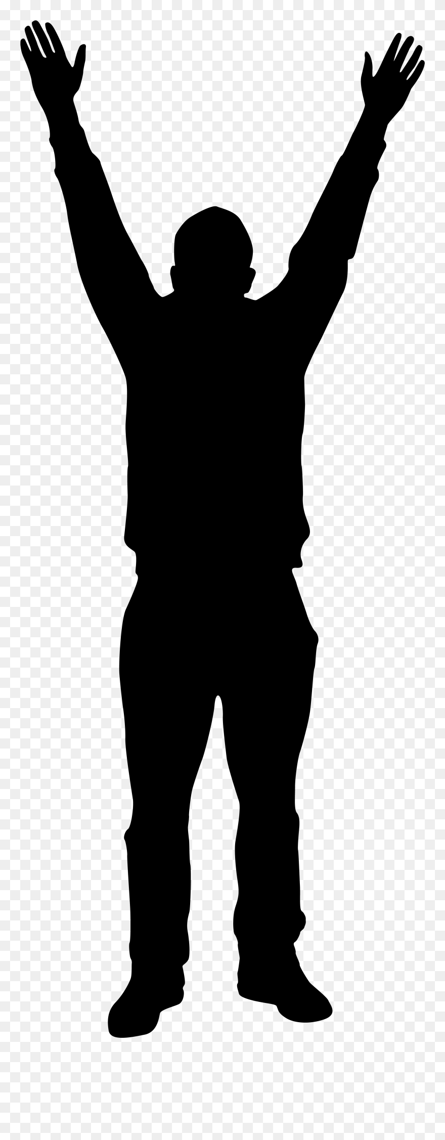 Silhouette Man Clip Art - Man Reaching Up Silhouette - Png Download