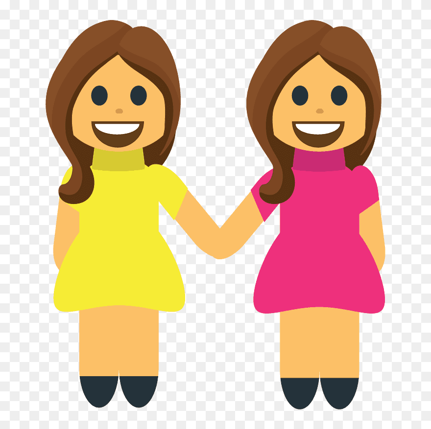 Women Holding Hands Emoji Clipart - وکتور دو تا دوست - Png Download