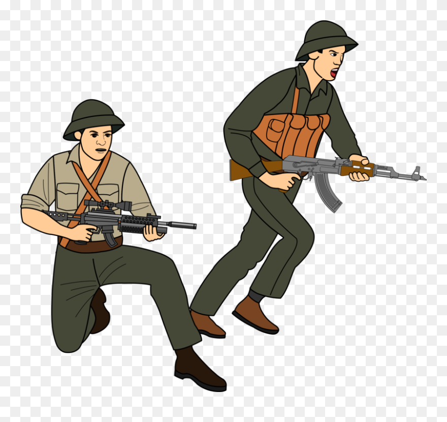 Download Hd Vietnam War South Vietnam Soldier Battle - Cartoon Drawing Soldiers War Clipart