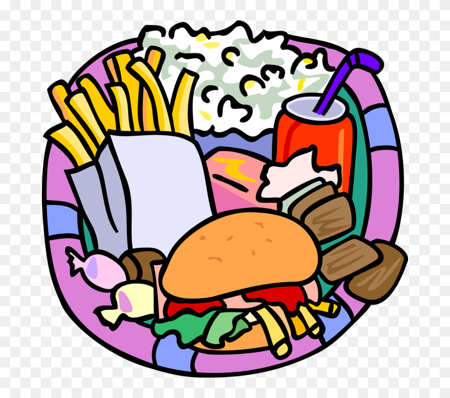 Vector Illustration Of Celebrating Fast Foods With - Junk Food Clip Art - Png Download