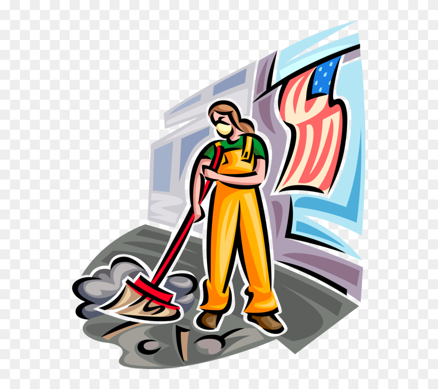 Vector Illustration Of Ground Zero Volunteer Cleanup - Illustration Clipart