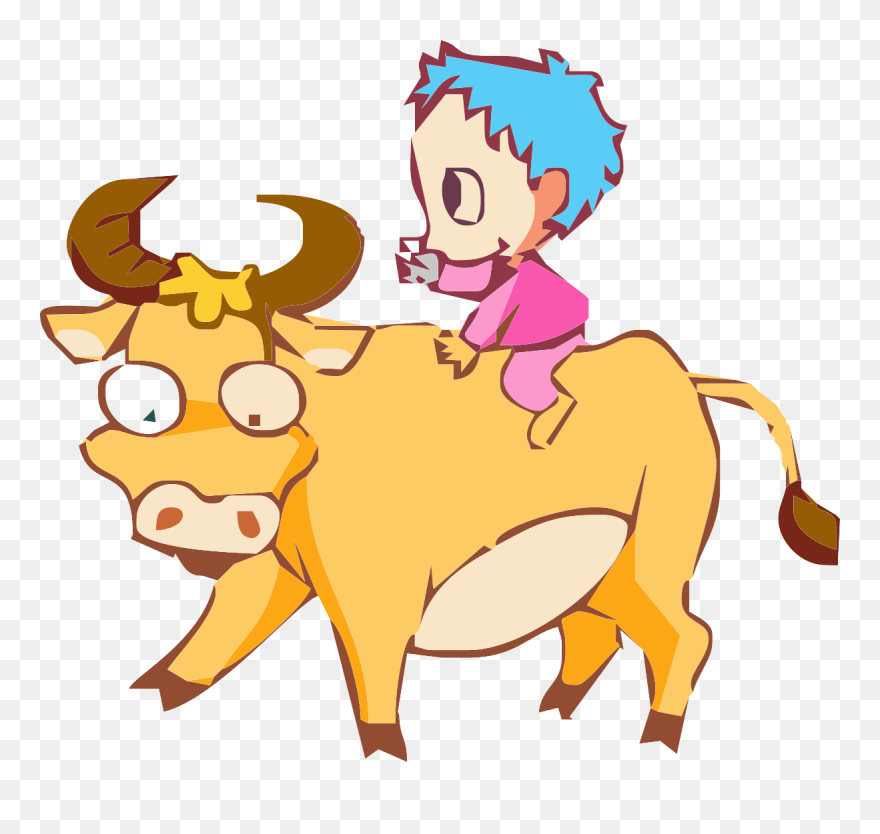 Cattle Bull Clip Art - Un Niño Y Un Toro Animado - Png Download