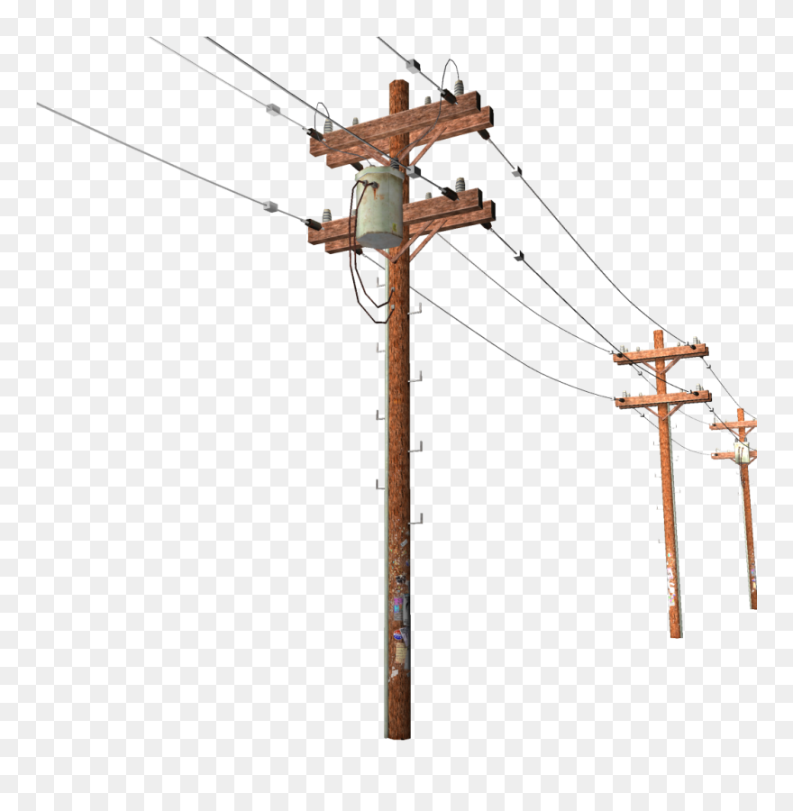 Power Lines Clipart - Transparent Electricity Pole Png