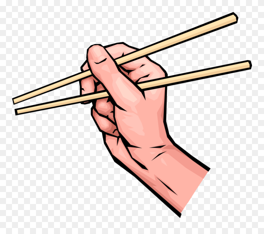 Vector Illustration Of Hands Holding Chinese Chopsticks - Chopsticks Clipart Png Transparent Png