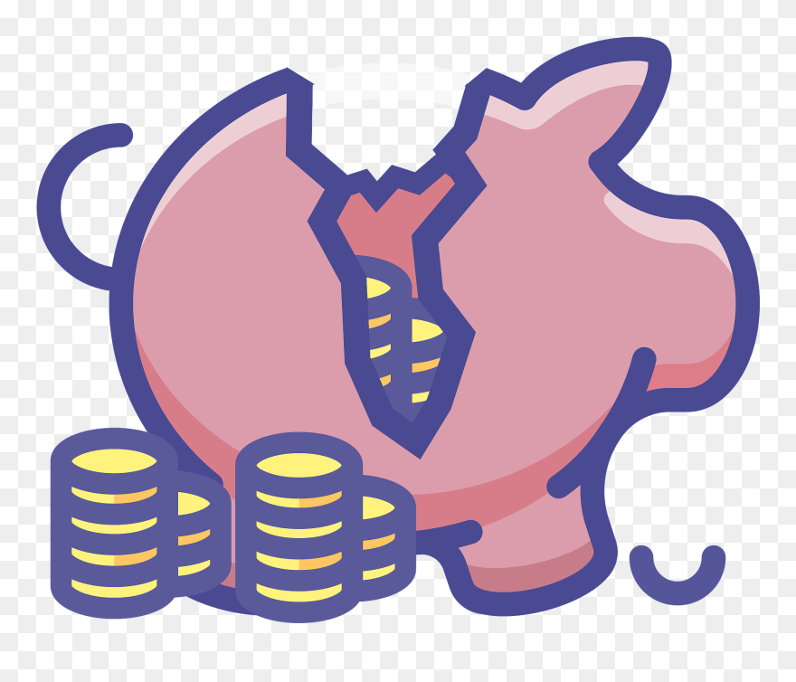 Broken Piggy Bank Clipart - Png Download