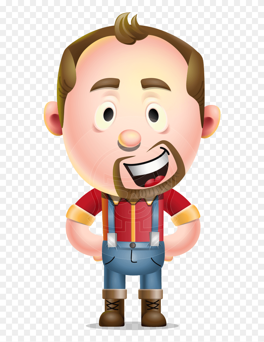 Cute Lumberjack Man Cartoon Vector 3d Character Aka - 3d Cartoon Character Transparent Background Clipart