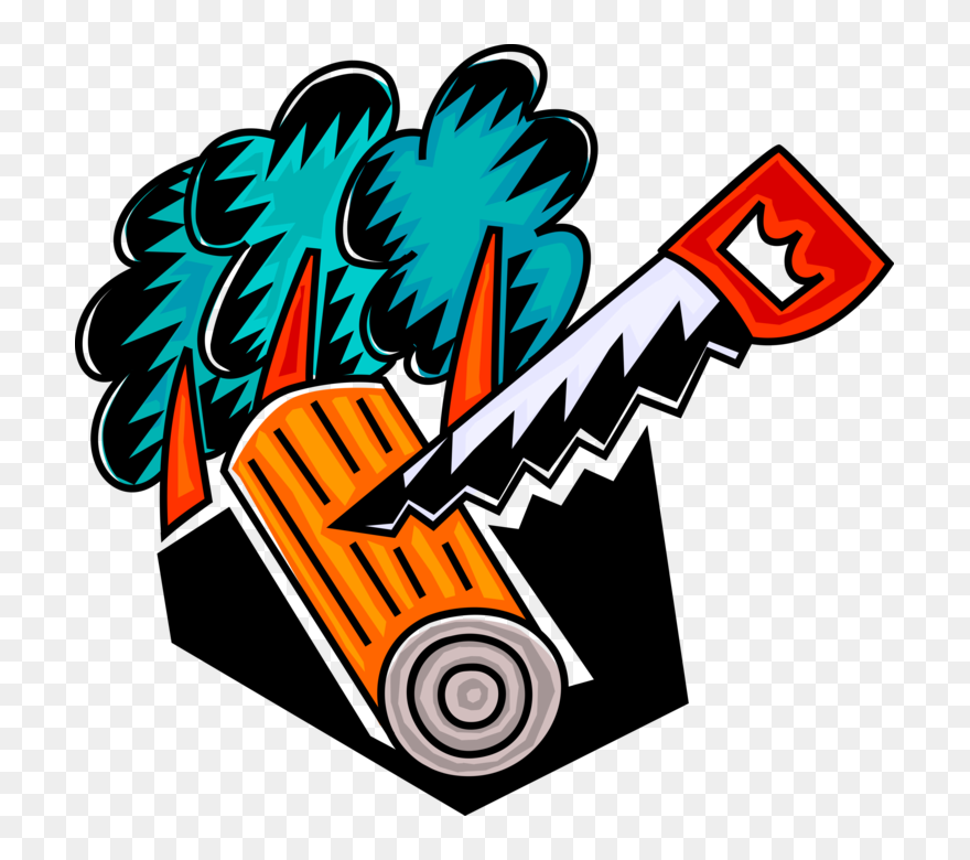 Vector Illustration Of Forestry And Logging Industry Clipart