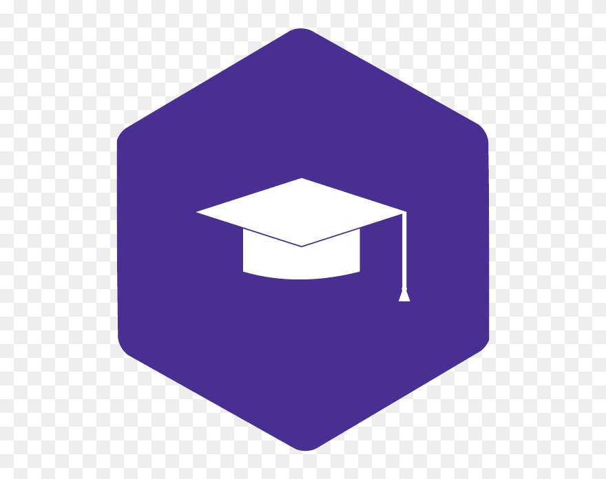 Graphic Of Graduation Cap On Purple Hexagon Clipart