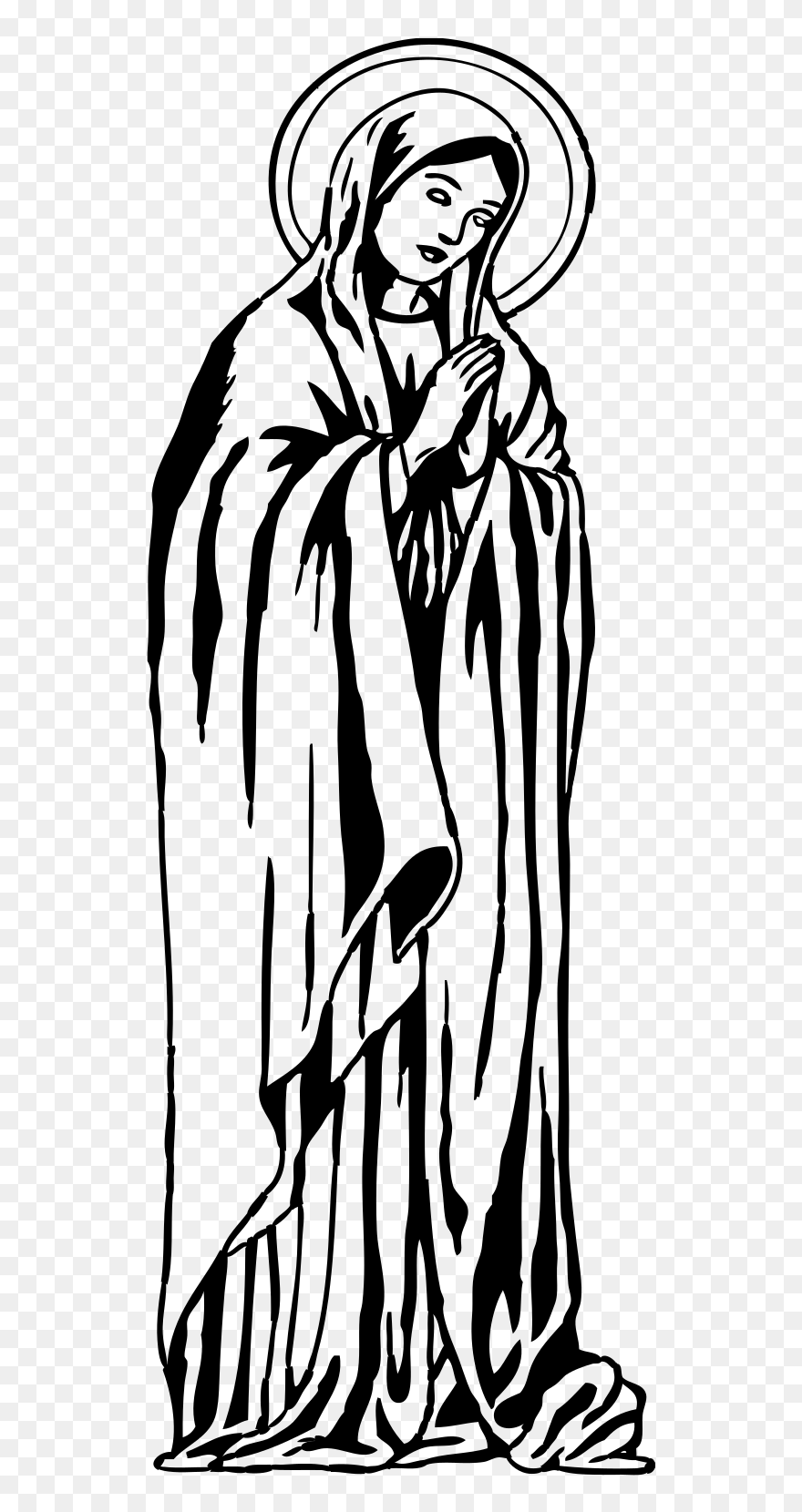 Virgin Mary Black And White Clipart
