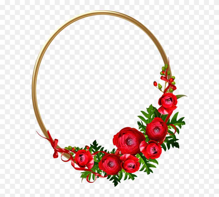 Free Download Red Floral Corner Png Clipart Picture - Frame Red Flower Circle Transparent Png