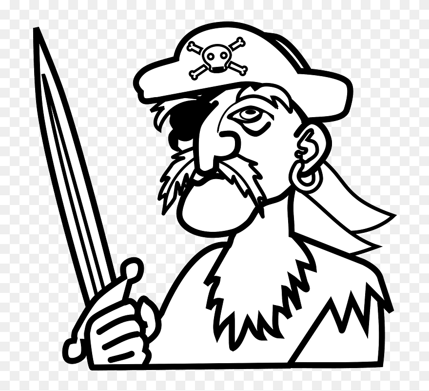 Pirate Clipart - Pirate Line Art - Png Download