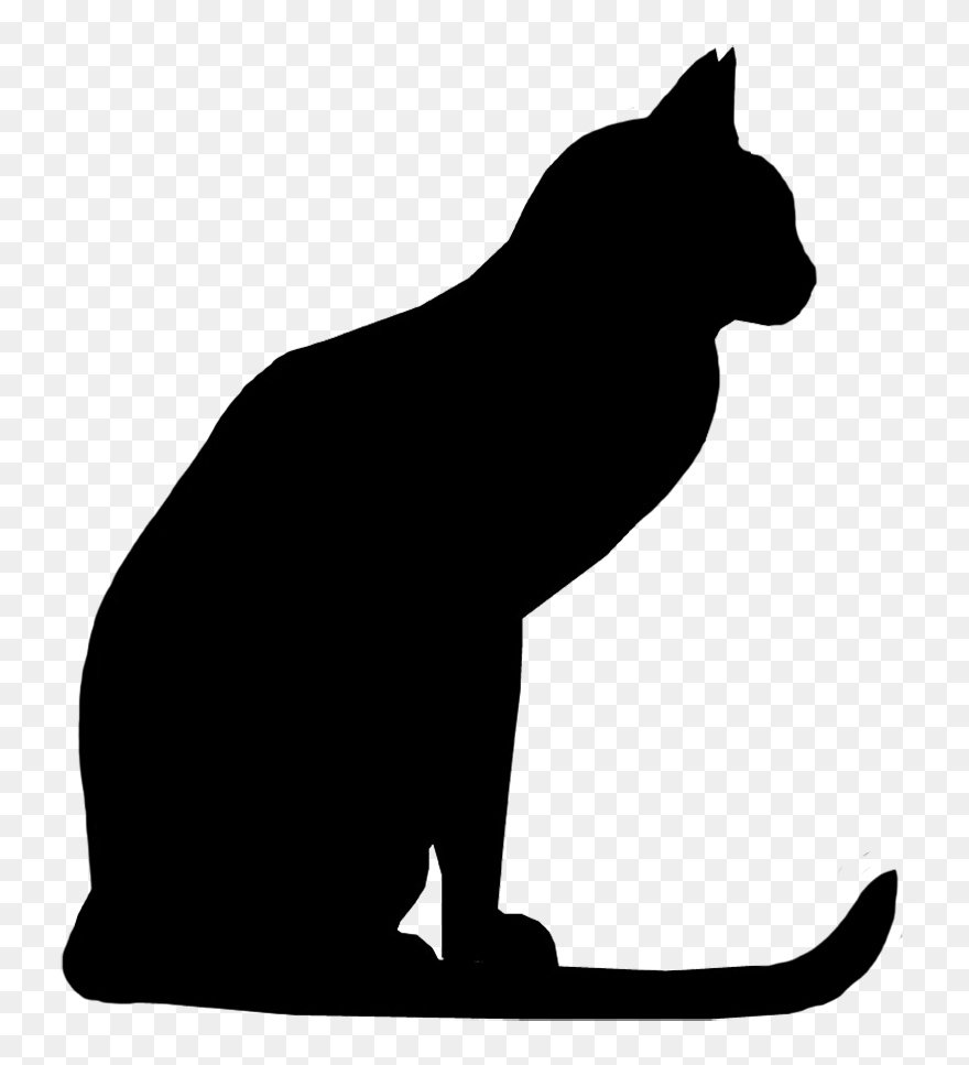 Maine Coon Kitten Silhouette Drawing Clip Art - Silhouette Cat Clipart Black And White - Png Download