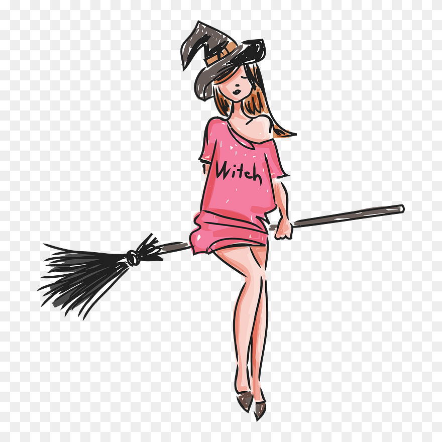 Cute Young Witch Sketch Clipart - Easy Halloween Costume Drawing - Png Download