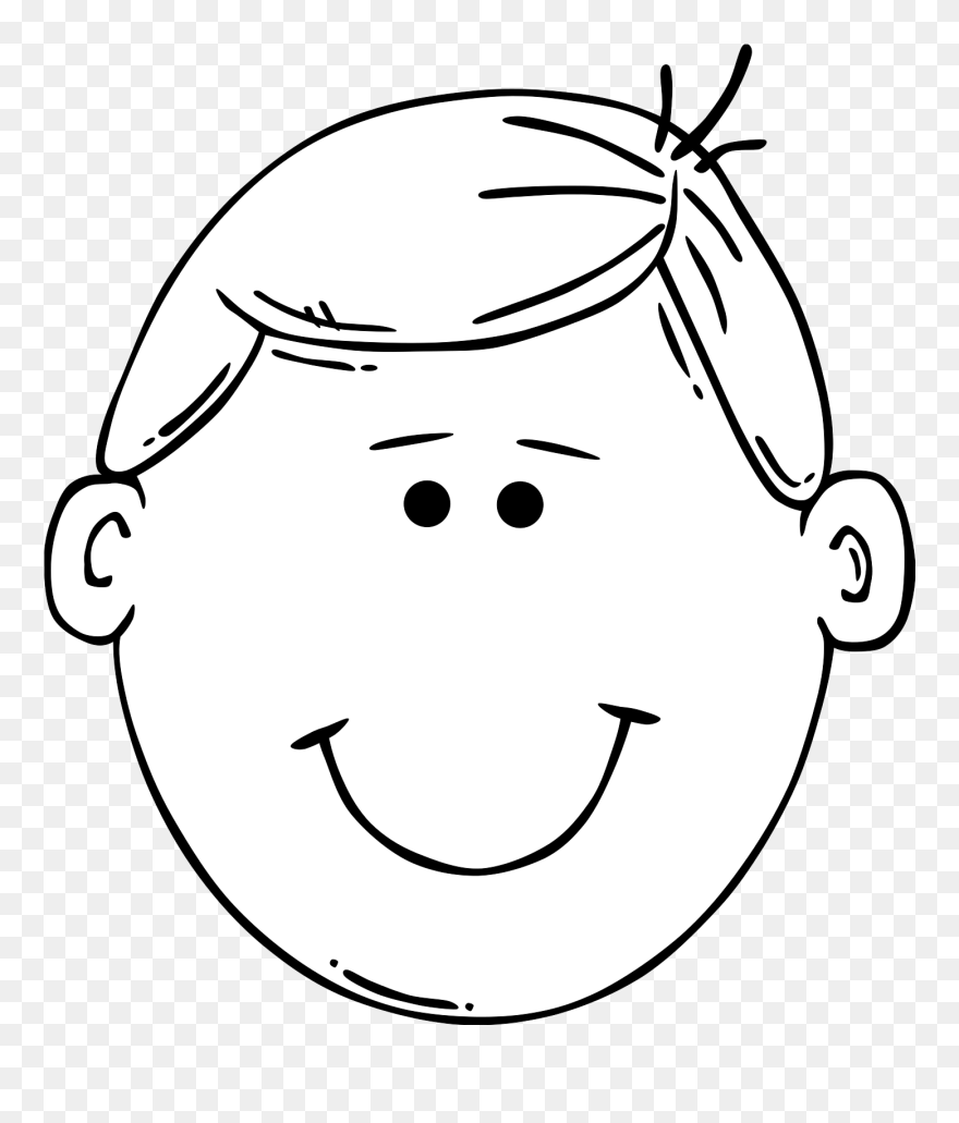 Happy Man Face Clipart Black And White - Png Download