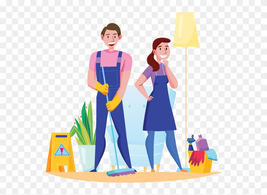 House Cleaning Services - Man And Woman Cleaning Clipart