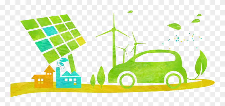 Impulse Vehicle Green - Solar Cell Car Cartoon Clipart