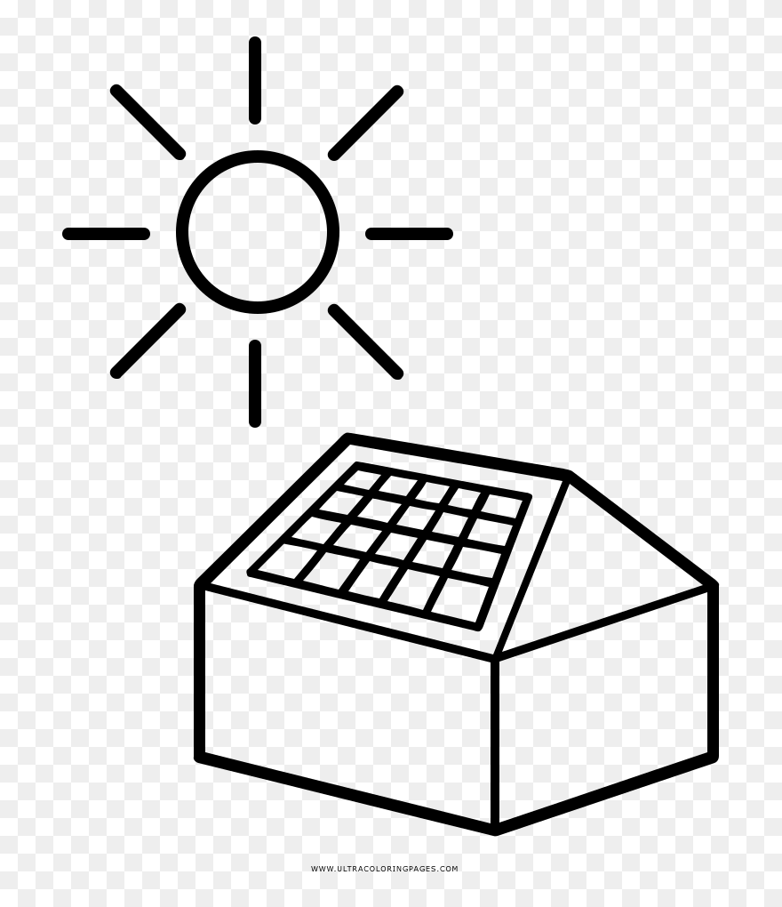 Solar Panel Coloring Page - Solar Panel Drawing Easy Clipart