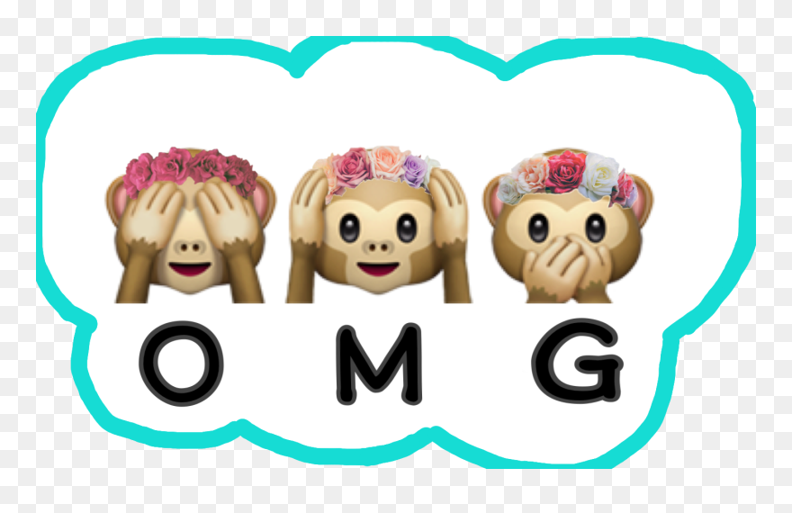 #omg #ohmygod #monkey #emoji #flowercrown #monkeyemoji - Emoji Monkey Omg Clipart