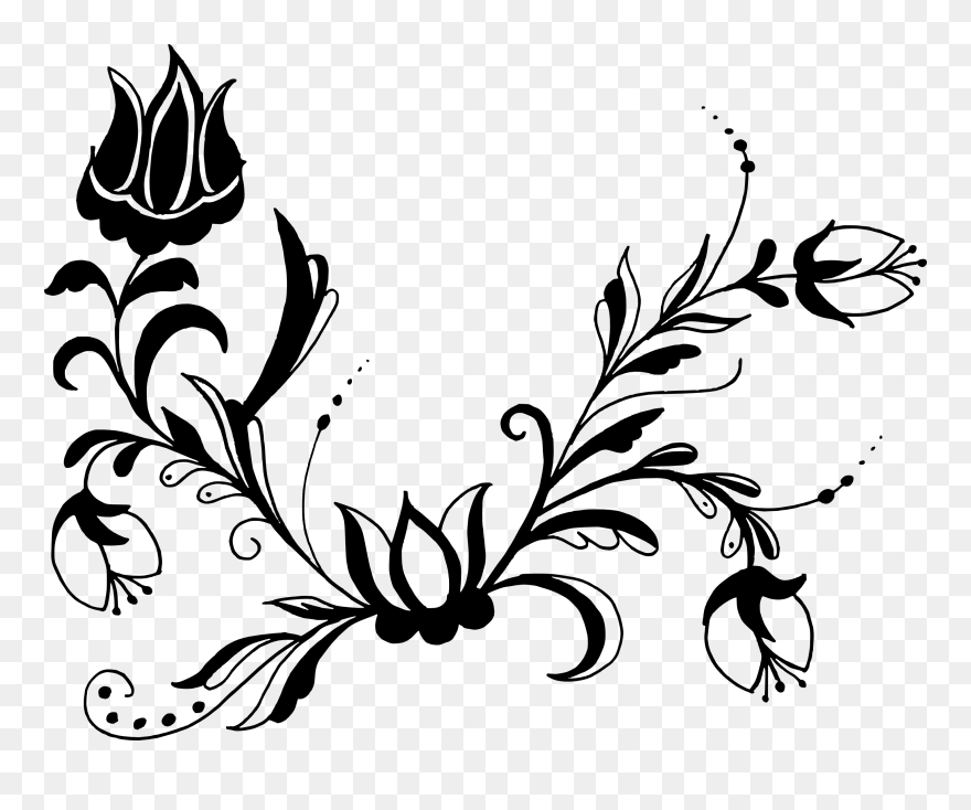 Art Corner Flower Black And White Clipart (#5421747) - PinClipart