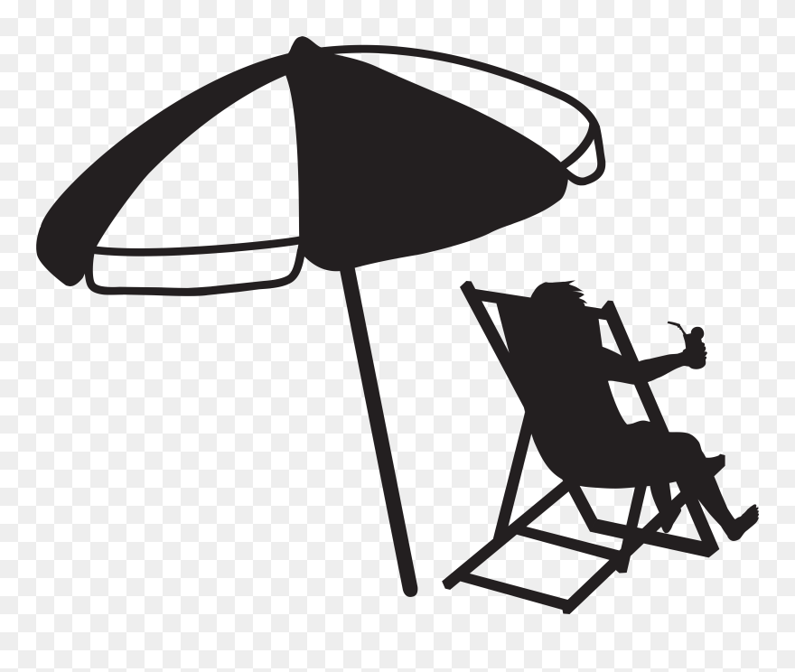 Sun Umbrella Beach Umbrella Clipart Black And White - Black And White Beach Umbrella Clipart - Png Download