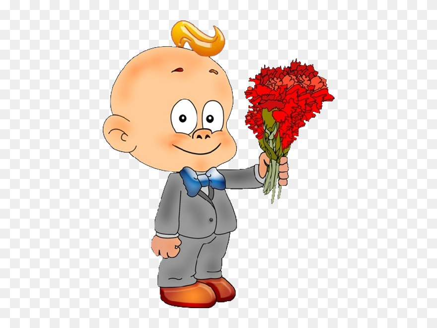 Cute Baby With Flowers - Cute Flower Cartoon Art Clipart