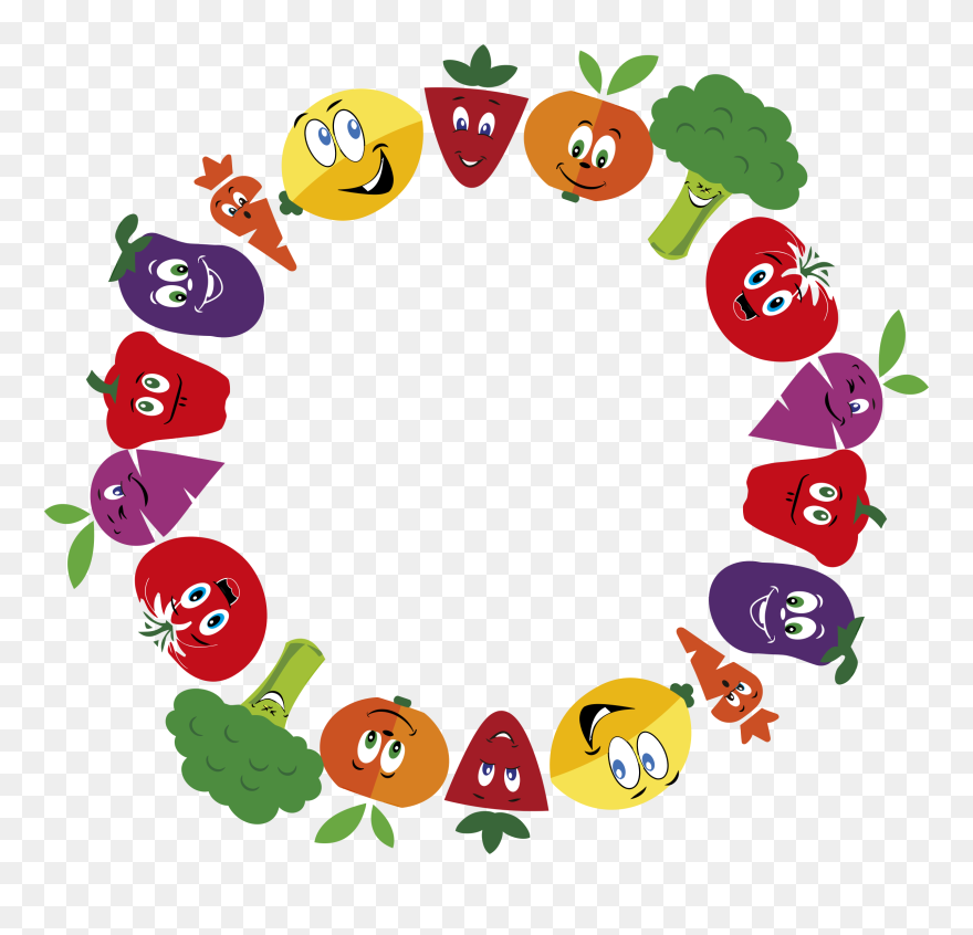 Vector Vegetables Frame - Border Fruit & Vegetables Clipart