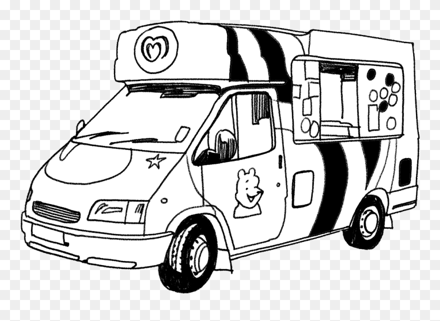 Collection Of Free Van Drawing Convey Download On Ui - Ice Cream Van Drawing Clipart