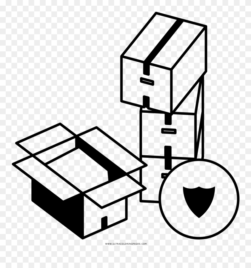 Moving Boxes Coloring Page - Coloring Book Clipart