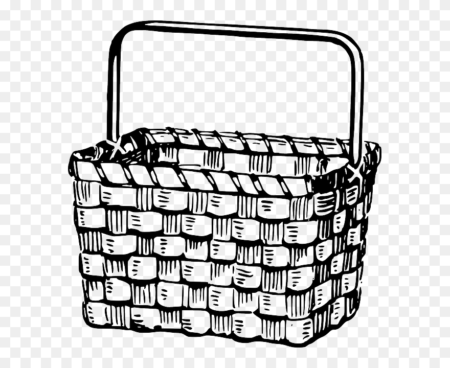 Basket, Woven, Natural, Ecological - Basket Black And White Clipart - Png Download