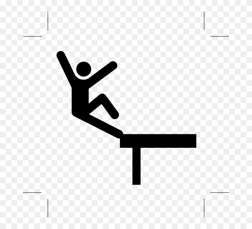 Falling Height Warning Danger Attention Black Fall - Fall From Height Clipart - Png Download