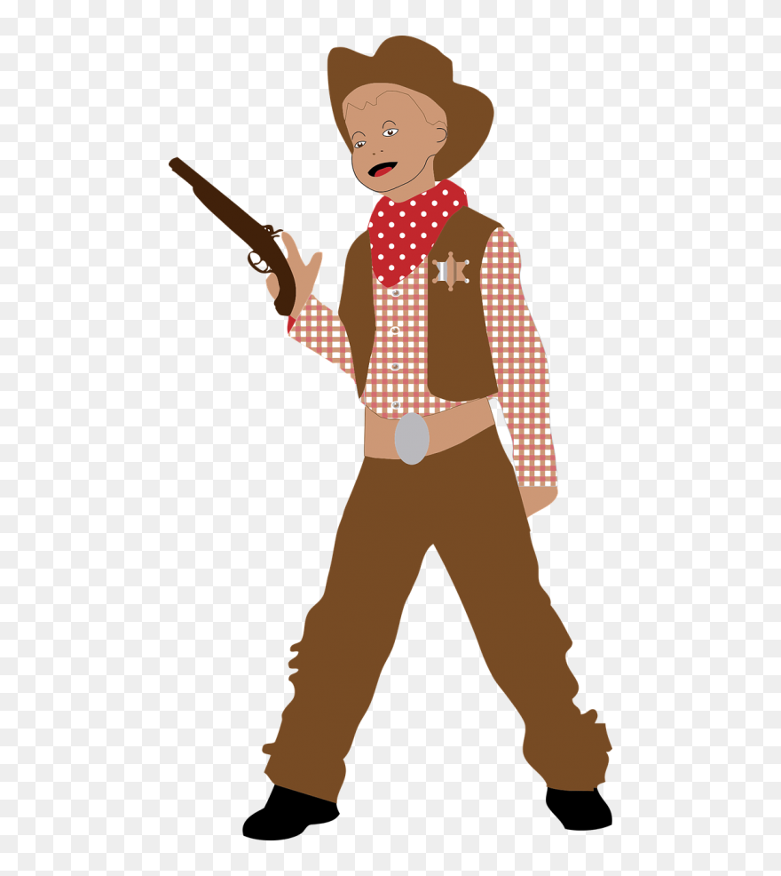 Cowboy Kid Clipart - Cowboy Kid With Gun - Png Download
