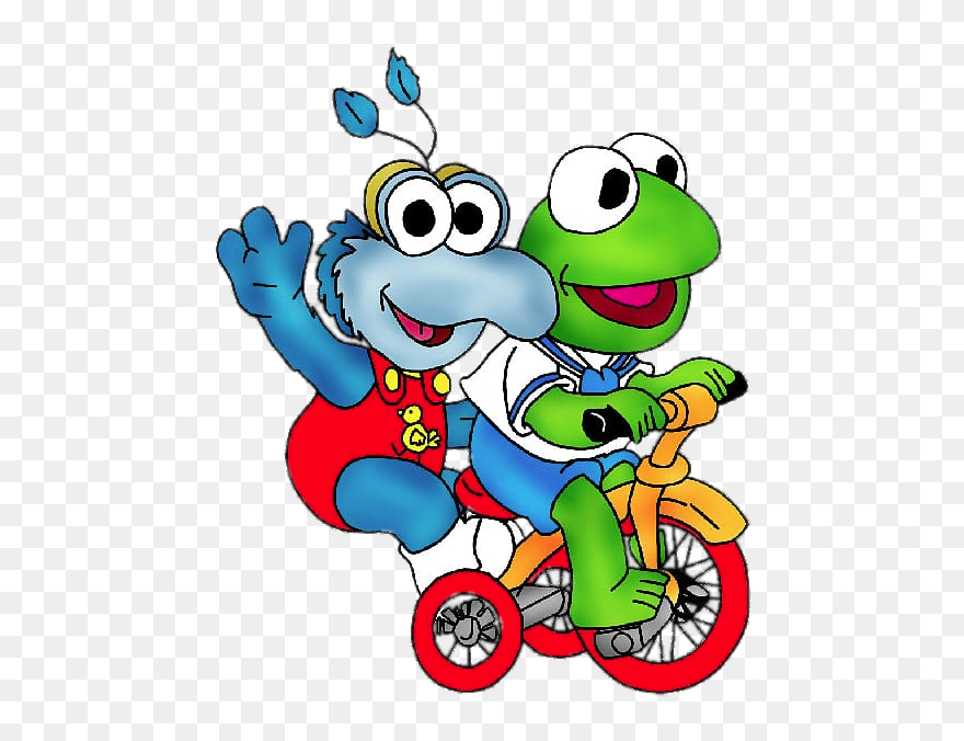 Kermit And Gonzo On Tricycle - Muppet Babies Coloring Pages Clipart