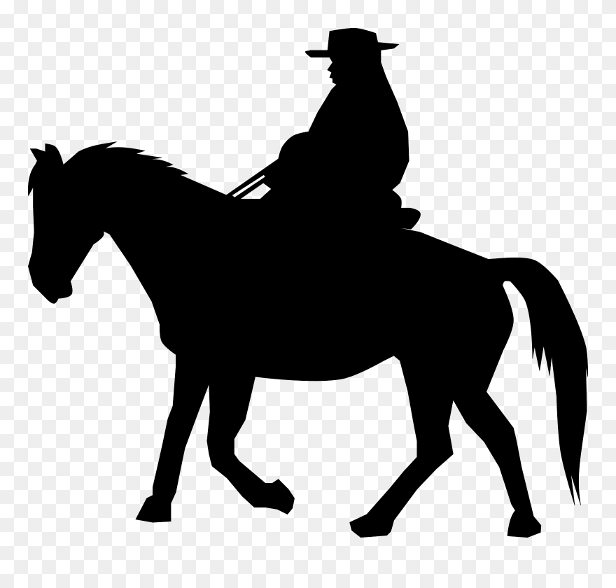 Cowboy Drawing Clip Art - Transparent Horse Silhouette Clip Art - Png Download