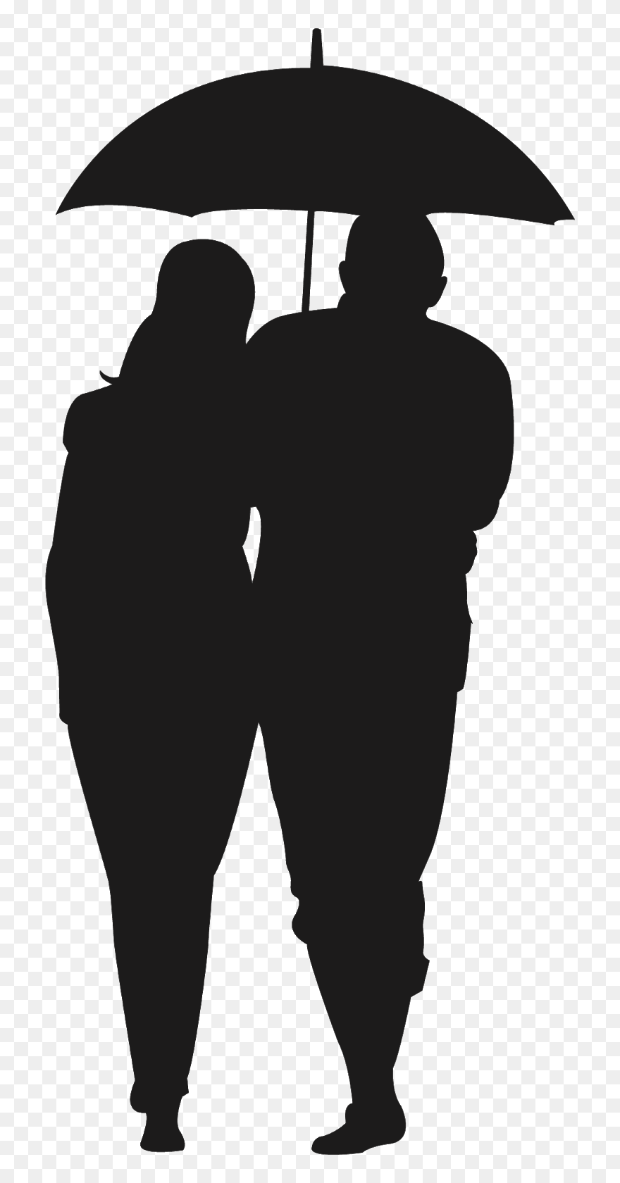 Transparent Couple Walking Png - Couple Walking In Rain Silhouette Clipart