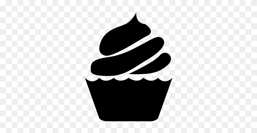 Cupcake Frosting & Icing Birthday Cake Cream Muffin - Black And White Cupcake Icon Clipart