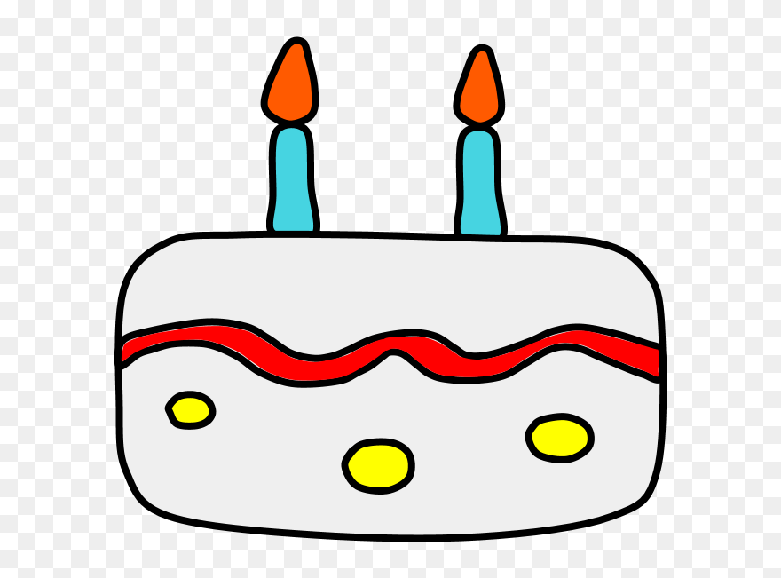 Birthday Cake, Vanilla, White Frosting, Candles Clipart
