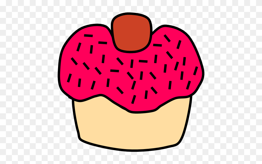 Cupcake, Vanilla, Pink Icing, Cherry, Chocolate Sprinkles Clipart