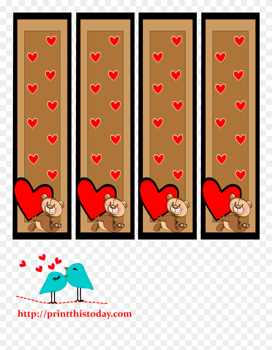 Bookmarks Featuring Teddy Bear And Hearts - Cute Tag Clipart Bookmarks - Png Download