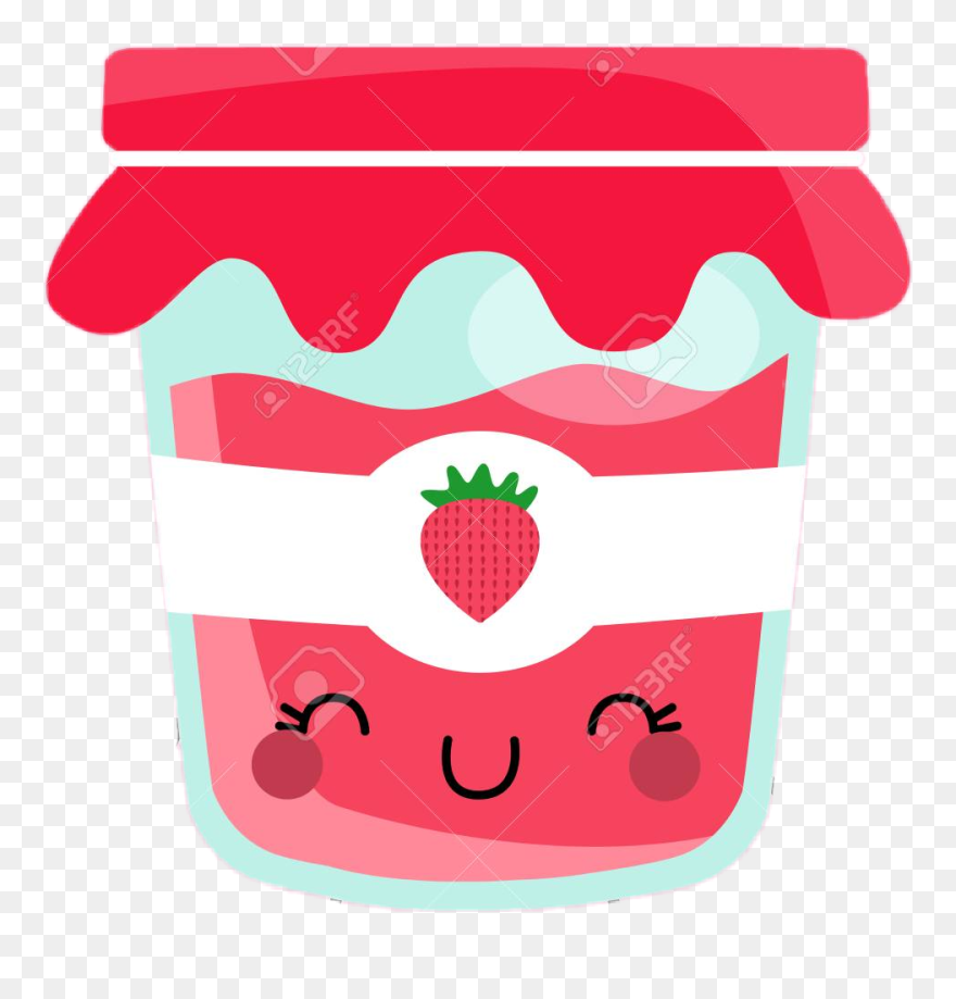 #jar #jam #cute #strawberry - Glass Bottle Clipart