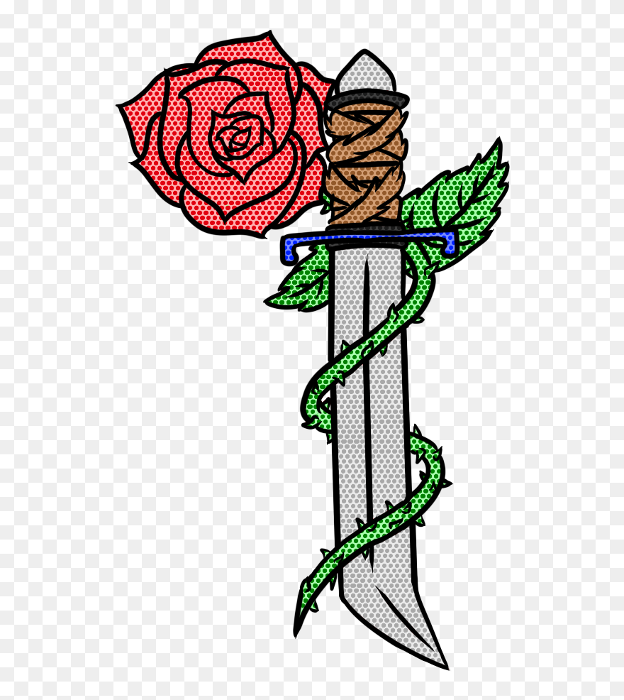 Dagger Clipart Rose - Roses Thorns Tattoo - Png Download