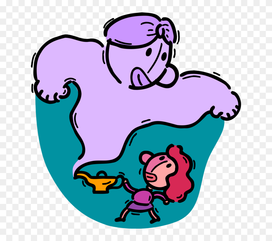 Vector Illustration Of Aladdin"s Magic Lamp Conjures - Clip Art - Png Download